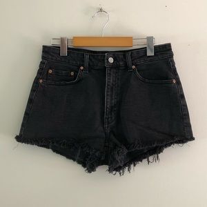 H&M Black Denim Distressed Shorts